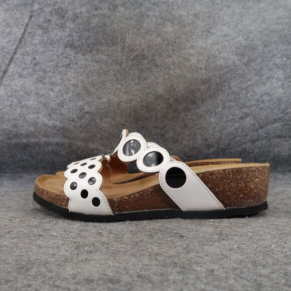 BioNatura Shoes Womens 39 Wedge Sandal Slides Fashion Comfort Double Strap White - Picture 3 of 11